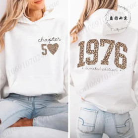 Mom Fiftieth Hoodies for Women Leopard 50th Birthday Harajuku Y2k Aesthetic Clothing 1976 Retro Birthday Women Graphic Clothes