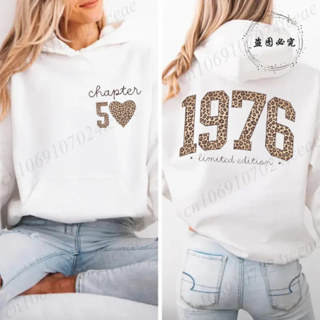Mom Fiftieth Hoodies for Women Leopard 50th Birthday Harajuku Y2k Aesthetic Clothing 1976 Retro Birthday Women Graphic Clothes