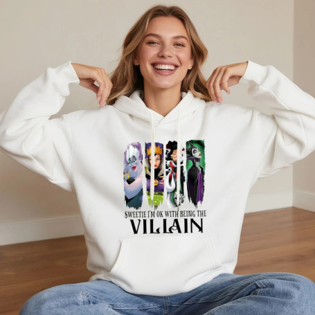 Disney Villain Fleece Hooded Sweatshirt for Women Holiday Travel Outfit Casual Winter Warm Pullover Cozy Hoodie