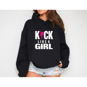 Kick Like a Girl Hoodie, Karate Hoodie, Karate Girl Hoodie, Taekwondo Hoodie, Womens Power Hoodie, Fight Sport Hoodie Sweatshirt