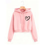 Fashion Love Heart Letter Print Autumn Winter Cropped Sweatshirt Crop Top Hoodie Y2k Sweatshirts Gothic Casual Style Clothes
