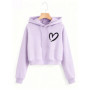 Fashion Love Heart Letter Print Autumn Winter Cropped Sweatshirt Crop Top Hoodie Y2k Sweatshirts Gothic Casual Style Clothes