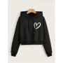 Fashion Love Heart Letter Print Autumn Winter Cropped Sweatshirt Crop Top Hoodie Y2k Sweatshirts Gothic Casual Style Clothes