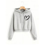 Fashion Love Heart Letter Print Autumn Winter Cropped Sweatshirt Crop Top Hoodie Y2k Sweatshirts Gothic Casual Style Clothes