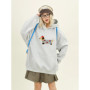 Women Sweatshirt Streetwear Couples Tops Casual Loose Hoodie Autumn Winter Cartoon Dog Embroidery Hooded Pullover