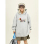 Women Sweatshirt Streetwear Couples Tops Casual Loose Hoodie Autumn Winter Cartoon Dog Embroidery Hooded Pullover
