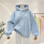 Hoodies Women Hooded Plus Velvet Thicken Loose Letter Embroidery Leisure Outwear Students Simple Y2k Vintage Harajuku Korean Ins