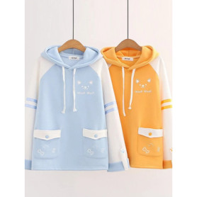 Clearance Limiited Stocks Kawaii Fleece 100 Cotton High Quality Warm Hoodie Women Cute Yellow Girls Thick Sweatshirt Female