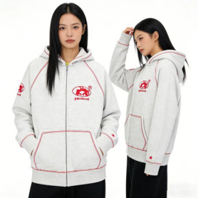 Harajuku Y2K New Casual Loose Zipper Hoodie Women Street Hip Hop Retro Fleece Padded Sweatshirt Unisex Fashion Joker Warm Hoodie