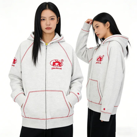 Harajuku Y2K New Casual Loose Zipper Hoodie Women Street Hip Hop Retro Fleece Padded Sweatshirt Unisex Fashion Joker Warm Hoodie