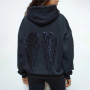 Y2K Retro Wings Sequin Hoodie Angel Wings Ornament Sweatshirt Harajuku Sweet Lady Casual Streetwear Relaxed Fit Pullover Coat