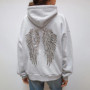 Y2K Retro Wings Sequin Hoodie Angel Wings Ornament Sweatshirt Harajuku Sweet Lady Casual Streetwear Relaxed Fit Pullover Coat