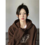 Wear High-end Hooded Sweatshirt for Women in Autumn and Winter Plus Velvet American Top