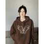 Wear High-end Hooded Sweatshirt for Women in Autumn and Winter Plus Velvet American Top