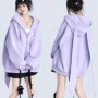 Trendy Purple Rabbit Girl Ear Hooded Sweater with Long Ears for Women Oversize Hoodie Loose Zipper Cardigan Coat Clothes White