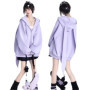 Trendy Purple Rabbit Girl Ear Hooded Sweater with Long Ears for Women Oversize Hoodie Loose Zipper Cardigan Coat Clothes White