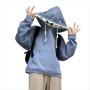 Long Sleeve Fleece Shark Hoodies Drawstring Top Coat Hooded Sweatshirts Pullover Loose Shark Hat Sweater School Student