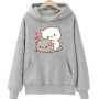 Peach And Goma Mochi Cat Love Print hoodies women Winter streetwear funny Hood female Fleece sweater