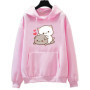 Peach And Goma Mochi Cat Love Print hoodies women Winter streetwear funny Hood female Fleece sweater