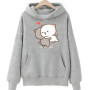 Peach And Goma Mochi Cat Love Print hoodies women Winter streetwear funny Hood female Fleece sweater