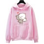 Peach And Goma Mochi Cat Love Print hoodies women Winter streetwear funny Hood female Fleece sweater