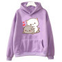 Peach And Goma Mochi Cat Love Print hoodies women Winter streetwear funny Hood female Fleece sweater