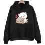 Peach And Goma Mochi Cat Love Print hoodies women Winter streetwear funny Hood female Fleece sweater