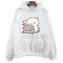 Peach And Goma Mochi Cat Love Print hoodies women Winter streetwear funny Hood female Fleece sweater