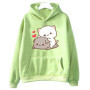 Peach And Goma Mochi Cat Love Print hoodies women Winter streetwear funny Hood female Fleece sweater