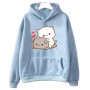 Peach And Goma Mochi Cat Love Print hoodies women Winter streetwear funny Hood female Fleece sweater