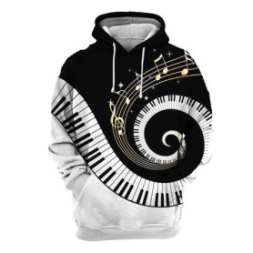 2024 Spring Autumn Men Women Hoodie Piano Guitar 3D Printed Pullover Fashion Long Sleeve Hooded Clothing Male Popular Streetwear
