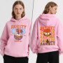 Disney Inside Out Anxiety Orange Figural Print Womens Hoodie Winter Fleece Lined Cozy Warm Pullover Casual soft Wear Autumn
