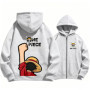 One Piece Anime Hoodie For Boys Girls Zip Up Jacket Luffy Graphic Print Sweatshirt Casual Tops New 100-160cm
