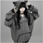 Women Hoodies Clothing Punk Sweatshirts Harajuku Streetwear Retro Hooded Jackets Japanese Rivet Print Casual Zipper Coat Fashion