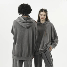 2025 New 350g cotton distressed hooded sweatshirt, large shoulder drop, retro washed large wool ring hooded sweatshirt, oversize