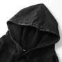 2025 New 350g cotton distressed hooded sweatshirt, large shoulder drop, retro washed large wool ring hooded sweatshirt, oversize