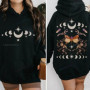 Bug Goblincore Moon Phases Moth Hoodie Luna Moth Sweatshirt Dark Academia Clothing Cottagecore Top Witchy Sweater Insect Tshirt