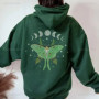 Bug Goblincore Moon Phases Moth Hoodie Luna Moth Sweatshirt Dark Academia Clothing Cottagecore Top Witchy Sweater Insect Tshirt