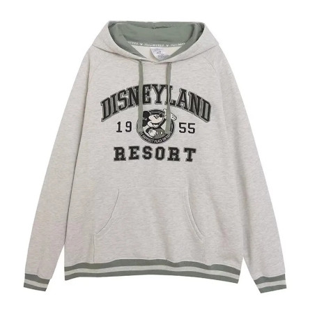 Disney World Letter Mickey Mouse Cartoon Print Embroidery Fleece Sweatshirt Fashion Unisex Women Pockets Hooded Jumper Tops