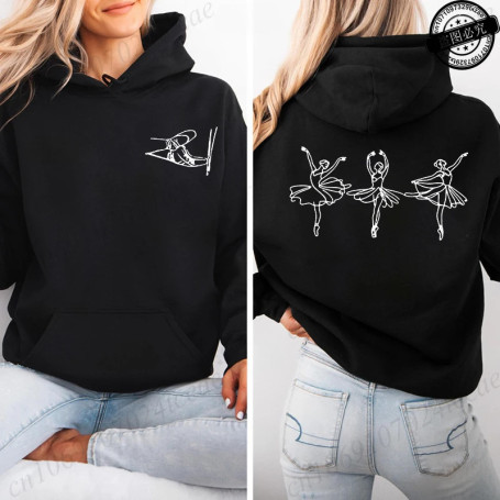 Dance Girls Print Hooded Sweatshirts Women Pullover Hoodie Sweatshirts Cozy Tops Women Hoodies Dancing Girl Sudadera Moletom