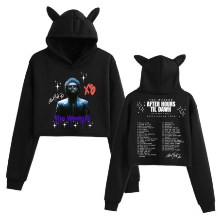 THE Weeknd After Hours Til Dawh Tour 2025 Crop Tops Cat Ears Sweatshirt Long Sleeve Girls Fashion Hoodie