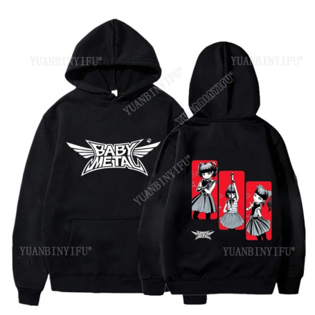 Classic Harajuku Babymetal Japanese Kawaii Printed Top Women's Autumn and Winter Hoodie Pullover Loose Popular