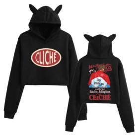 MGK Lost Americana Machine Gun Kelly 2026 Crop Tops Cat Ears Sweatshirt Long Sleeve Girls Fashion Hoodie