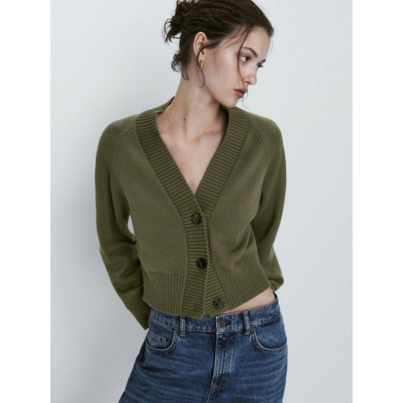 Ethereal MD 2026 YAHZIMEI spring new style of Women's casual slim-fit version wool blend knit solid color V-neck cardigan
