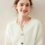 Women's 100 Cashmere Knitted Cardigan Solid round Neck Thick Button-Down Coat for Autumn And Winter