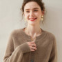 Women's 100 Cashmere Knitted Cardigan Solid round Neck Thick Button-Down Coat for Autumn And Winter