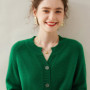 Women's 100 Cashmere Knitted Cardigan Solid round Neck Thick Button-Down Coat for Autumn And Winter