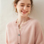 Women's 100 Cashmere Knitted Cardigan Solid round Neck Thick Button-Down Coat for Autumn And Winter