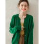 Women's 100 Cashmere Knitted Cardigan Solid round Neck Thick Button-Down Coat for Autumn And Winter
