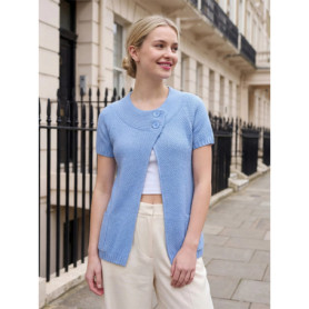 2026 Spring New Women's Crew Neck Knit Cardigan Casual Short Sleeve Solid Color/Stripes Button Down Sweater Outwear